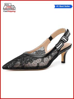 ✨ Slingback Kitten Heels Pointy Closed Toe Dressy Pumps with Bow